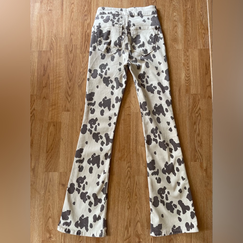 Zara Skinny Flare Cow Print Pants - Picture 2 of 7